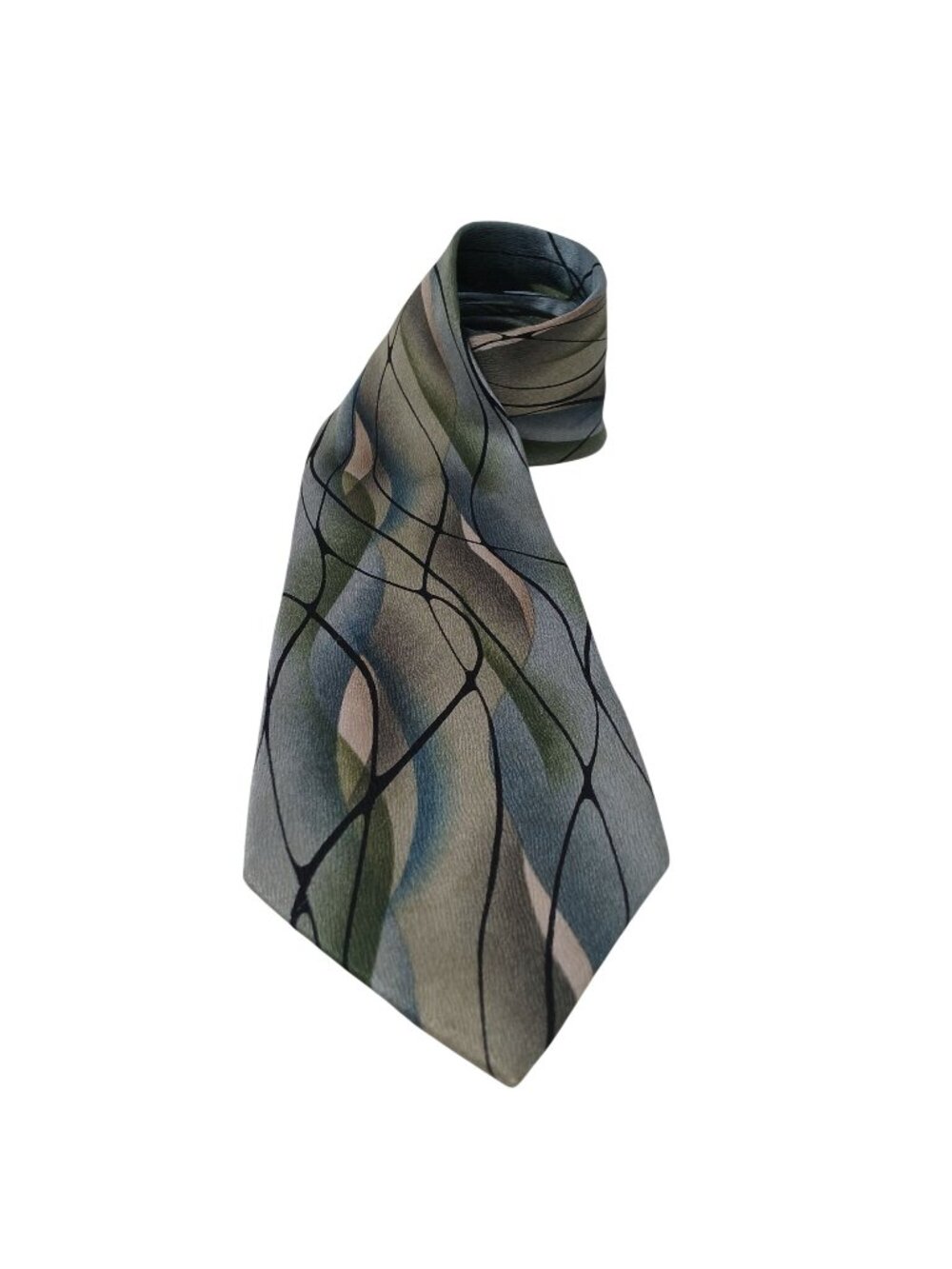 Jerry Garcia Mens Silk Tie Abstract Green Gray Blue Pattern 3.7/8" W  2005 #D-35